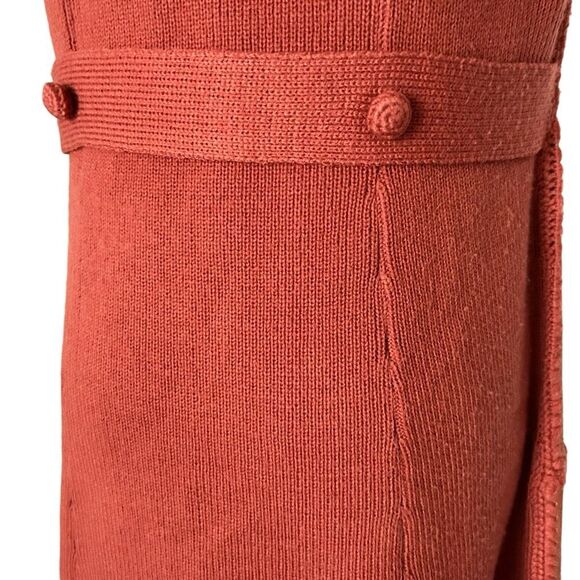 Vintage 70s Ms. Today Suede Leather Crochet Button Front Dress Rust Size M/14 - Picture 5 of 9